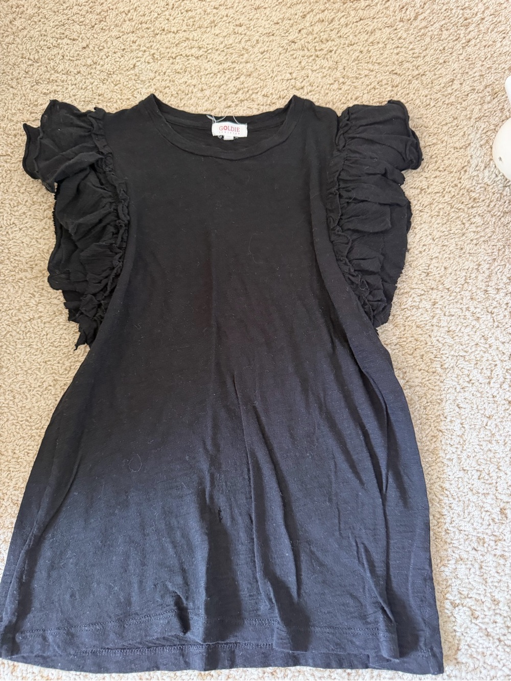 Goldie Ruffled Sleeve Black Tee